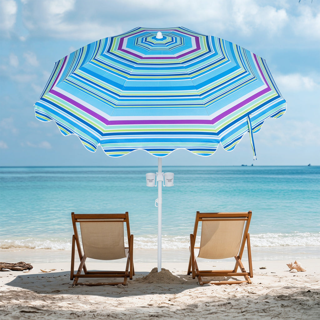 7 FT Beach Umbrella UPF 50+ with Sand Anchor for Garden Pool Backyard