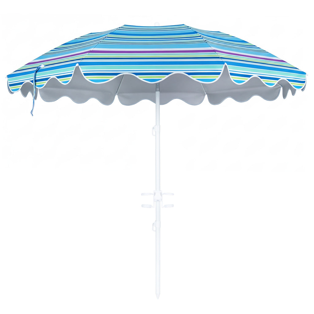 7 FT Beach Umbrella UPF 50+ with Sand Anchor for Garden Pool Backyard