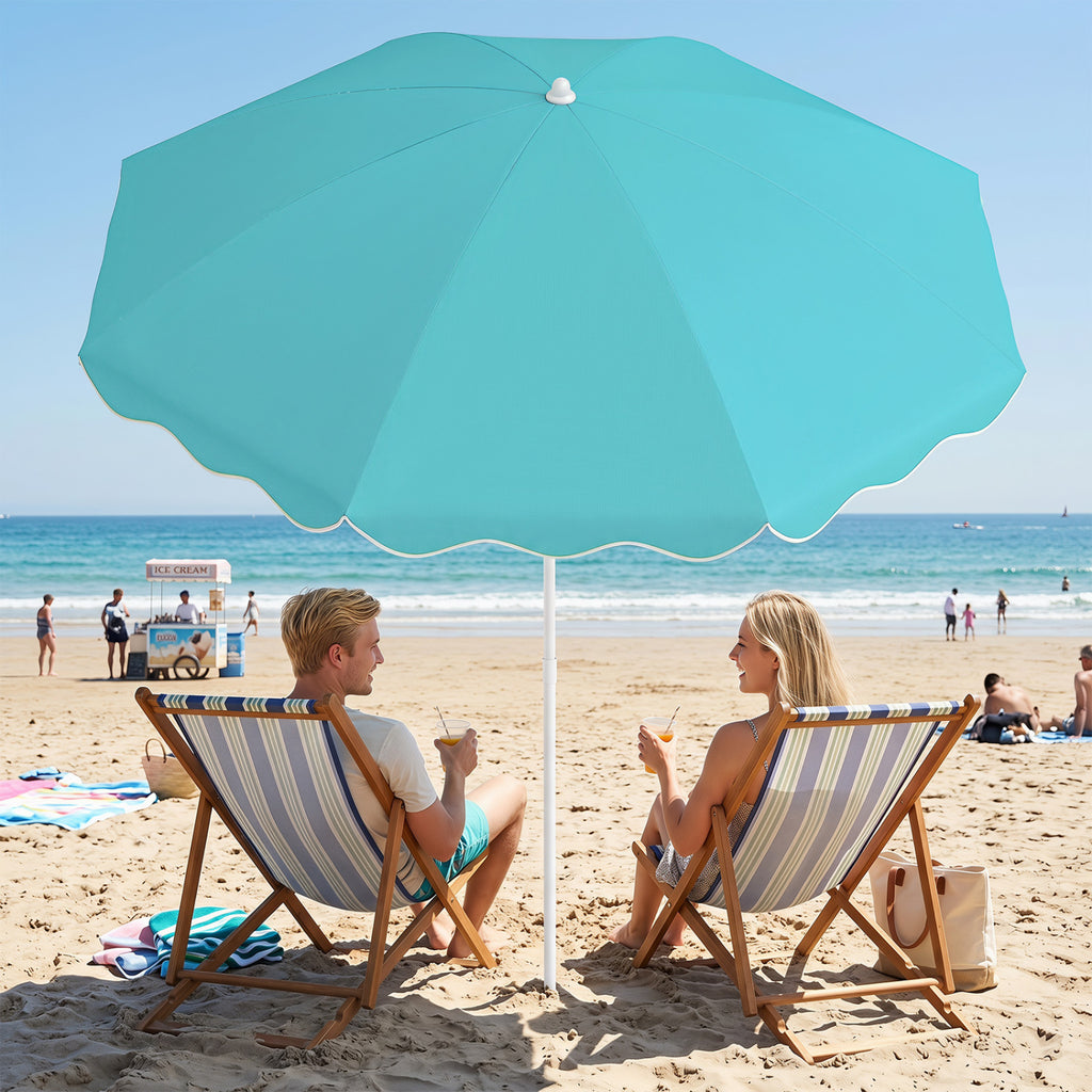 6.5 FT Beach Umbrella UPF 50+ with Sand Anchor for Garden Pool