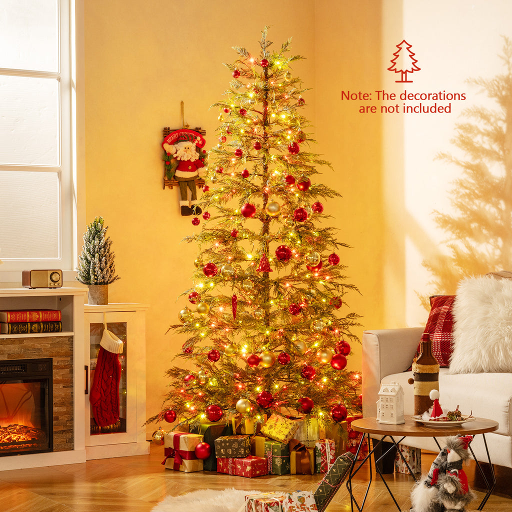 6.5/7.5 Feet Artificial Christmas Tree with Colorful LED Lights & Branch Tips - 6.5 ft