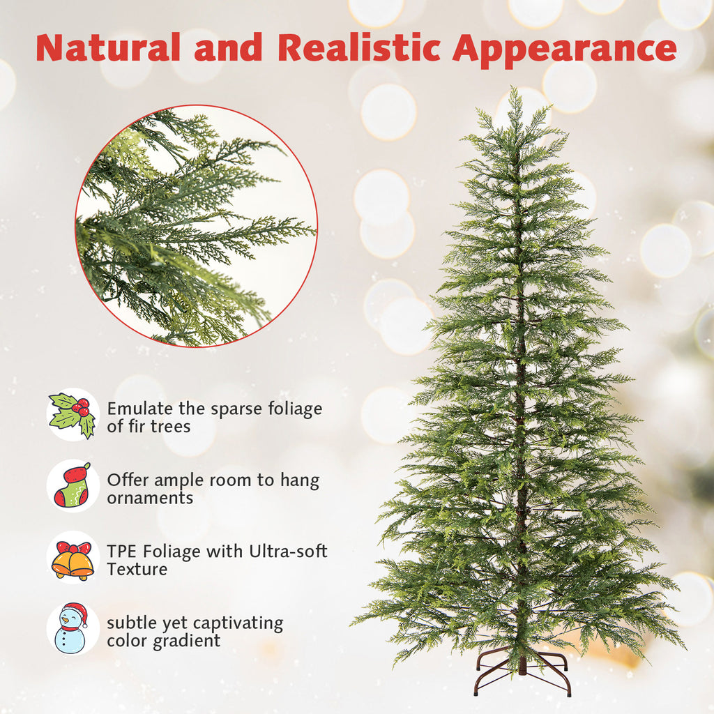 6.5/7.5 Feet Artificial Christmas Tree with Colorful LED Lights & Branch Tips - 6.5 ft