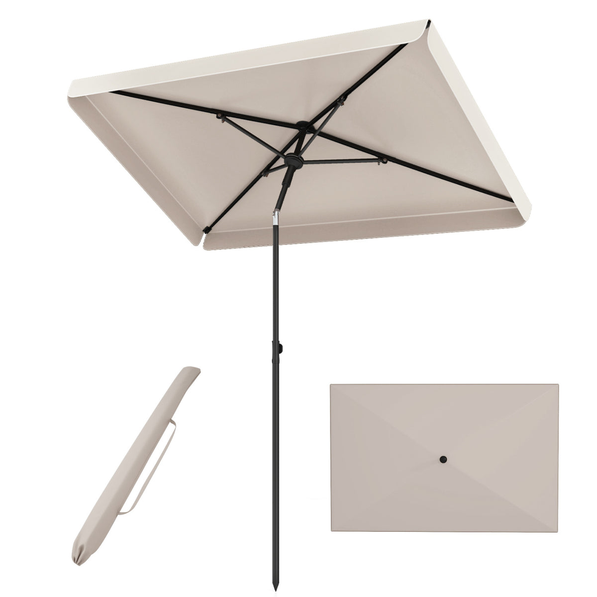 6.5 x 4.3 Feet Rectangular Outdoor Balcony Umbrella with Tilt Adjust