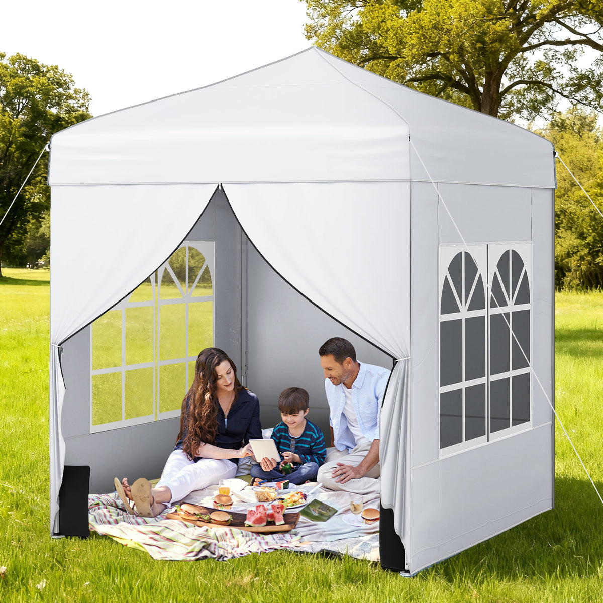 6.5 x FT Pop up Canopy Tent with 4 Sidewalls and Wheeled Bag