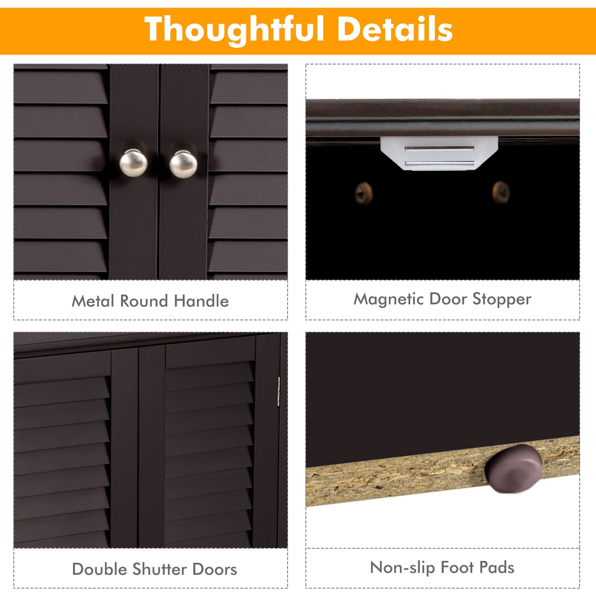 Corner Storage Cabinet 2-Door, Brown