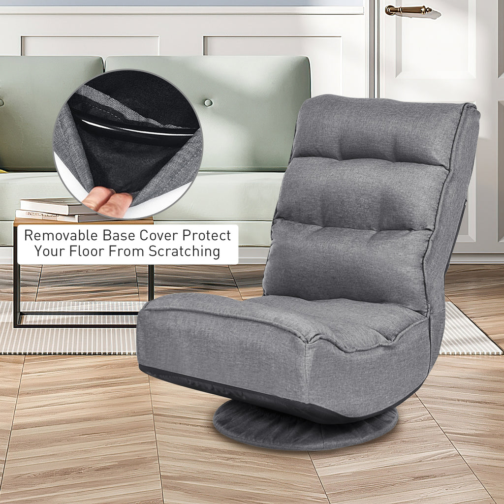 Gaming Floor Chair with Swivel Base - Gray