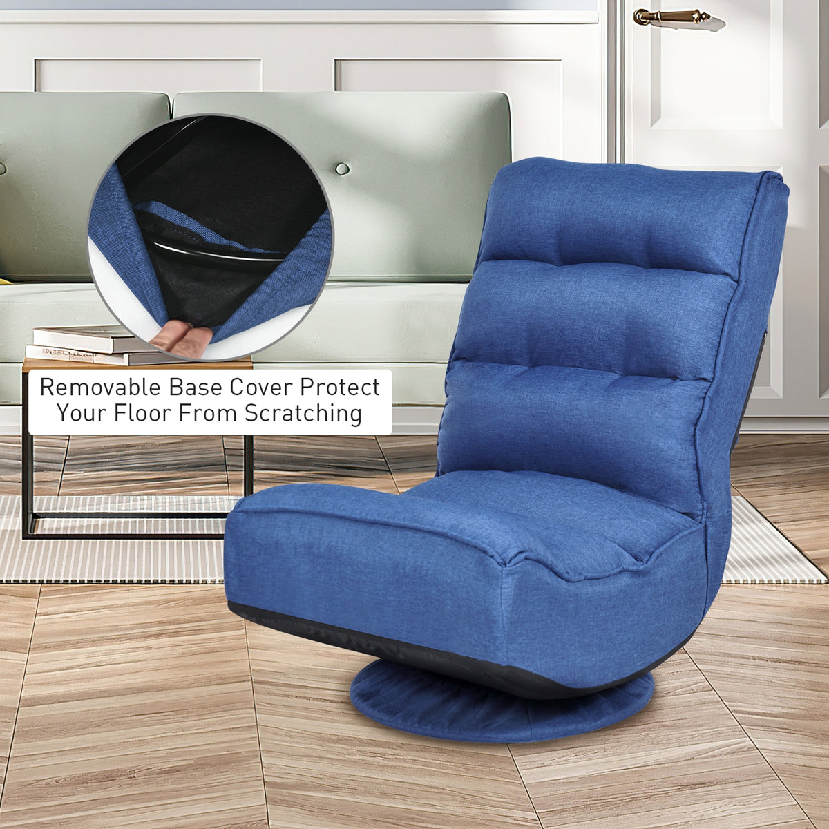 360-Degree Swivel Folding Gaming Chair - Navy