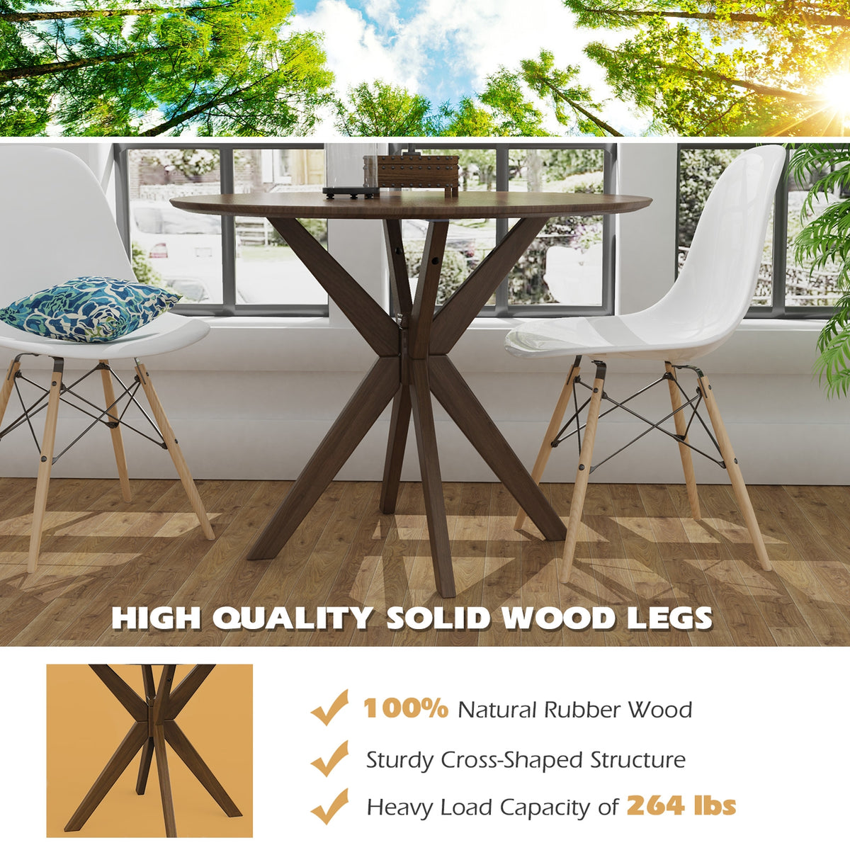 36 Inch Round Dining Table with Pedestal Base - MDF Tabletop