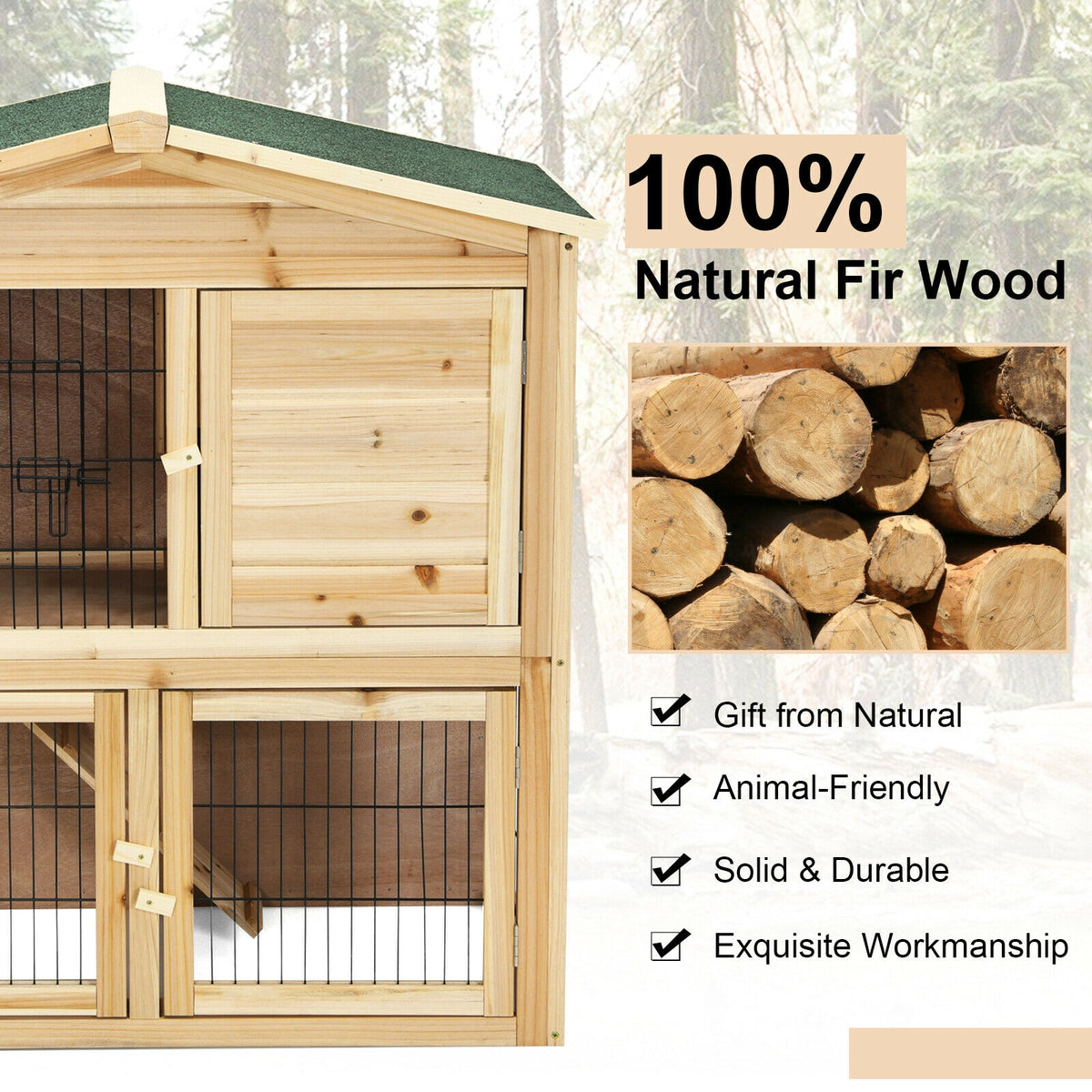 35 Inch Wooden Chicken Coop with Ramp - Durable Pet House with Ventilation & Waterproof Roof