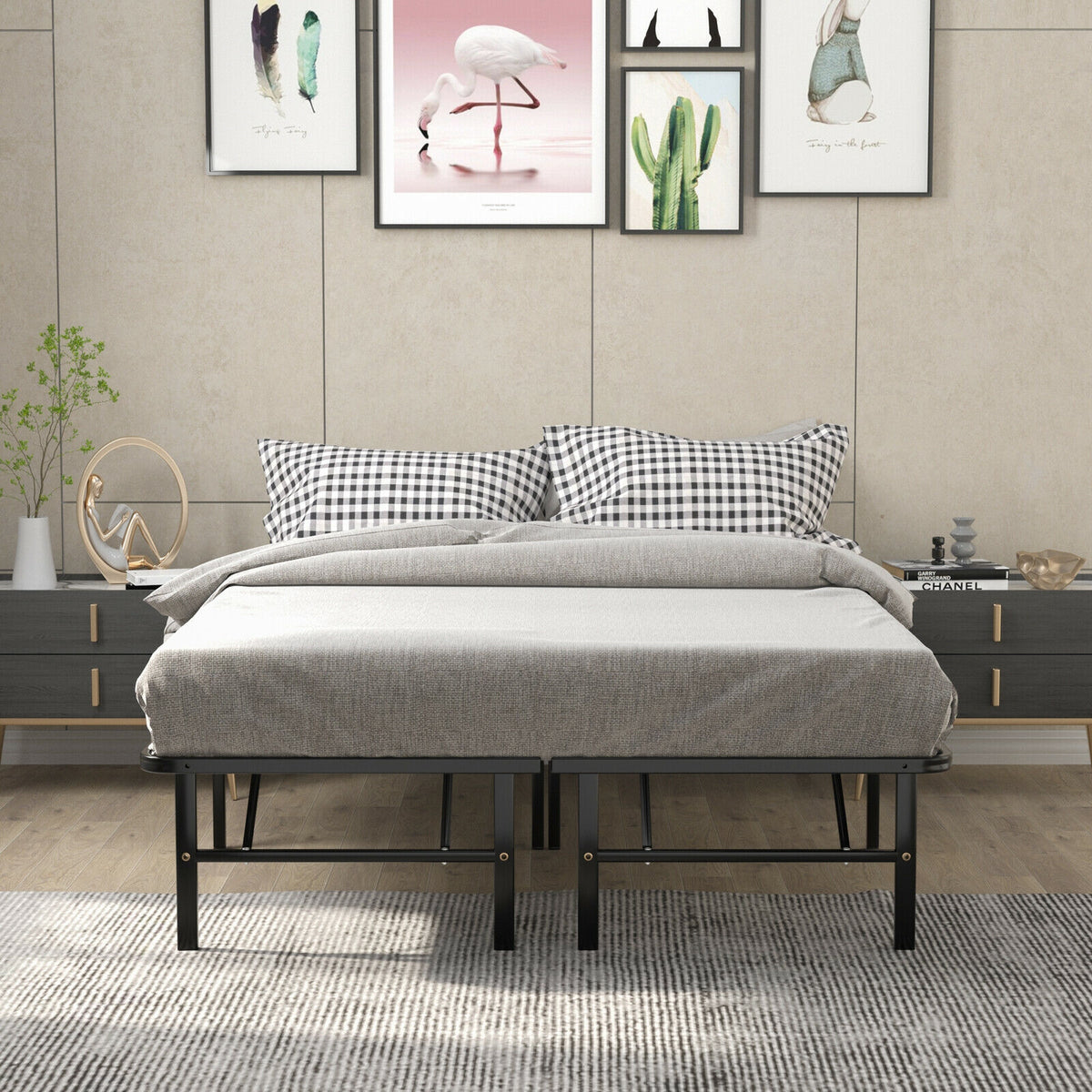 Full Size Folding Metal Platform Bed - Tool-Free Assembly