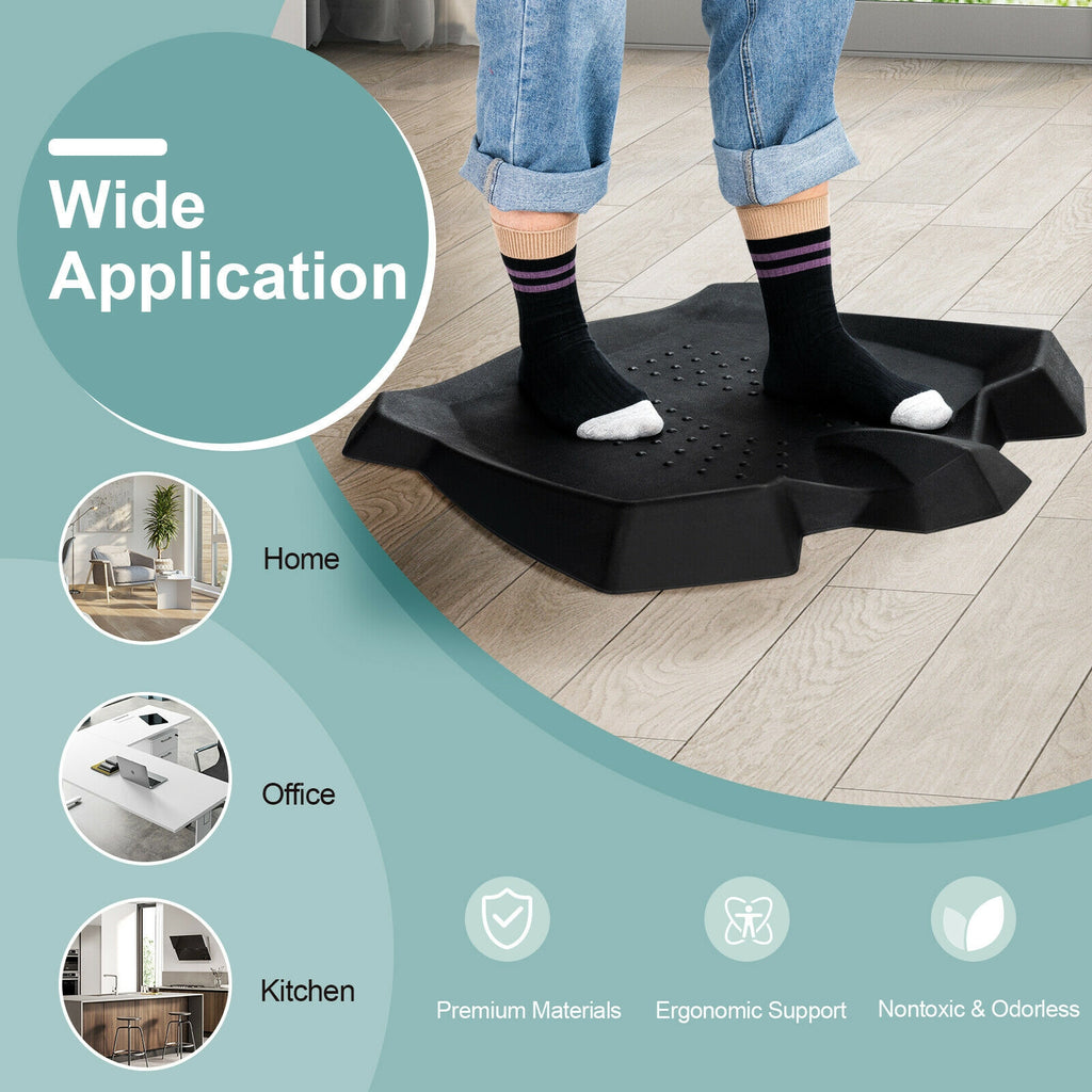 Anti-Fatigue Standing Mat with Massage Points & Diverse Terrain - 27.5x25.5x2 Inches, Black