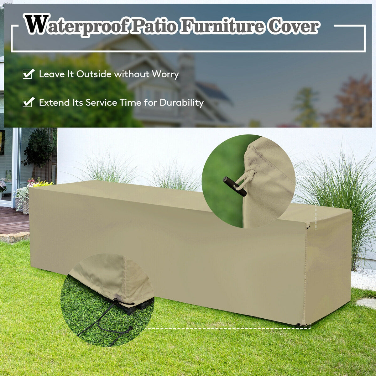 8-Piece Patio Rattan Furniture Set with Cushions & Cover - Gray, Navy