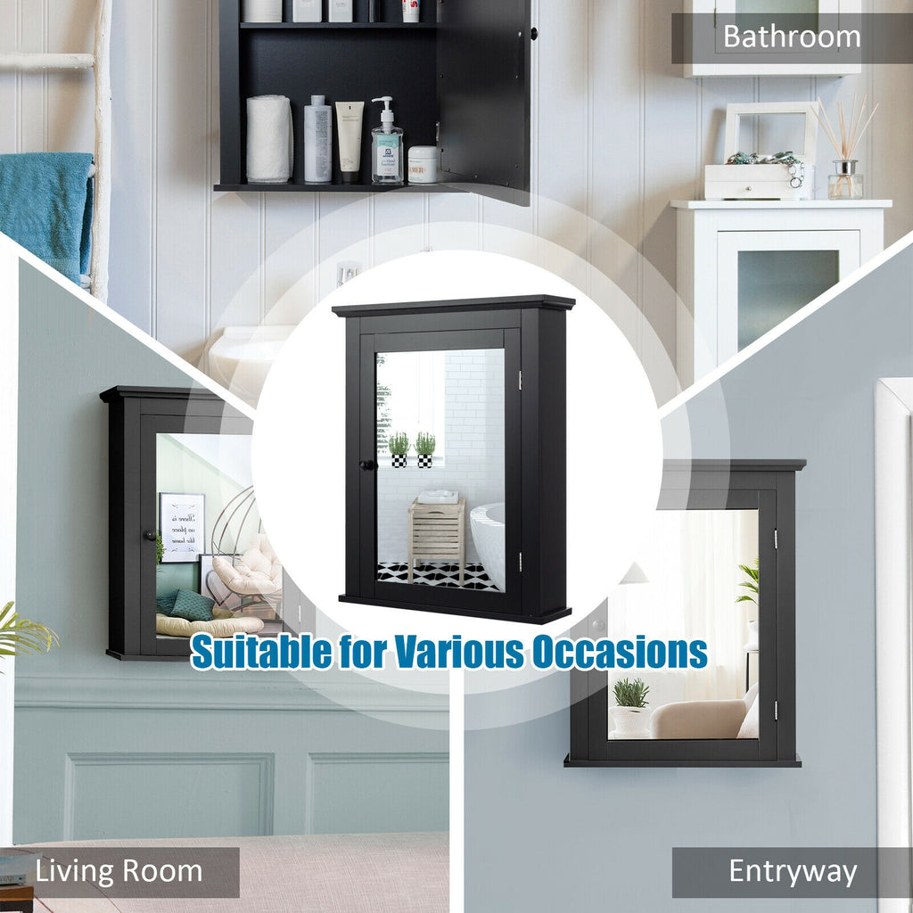 Wall Mount Bathroom Cabinet with One Mirror Single Door Adjustable