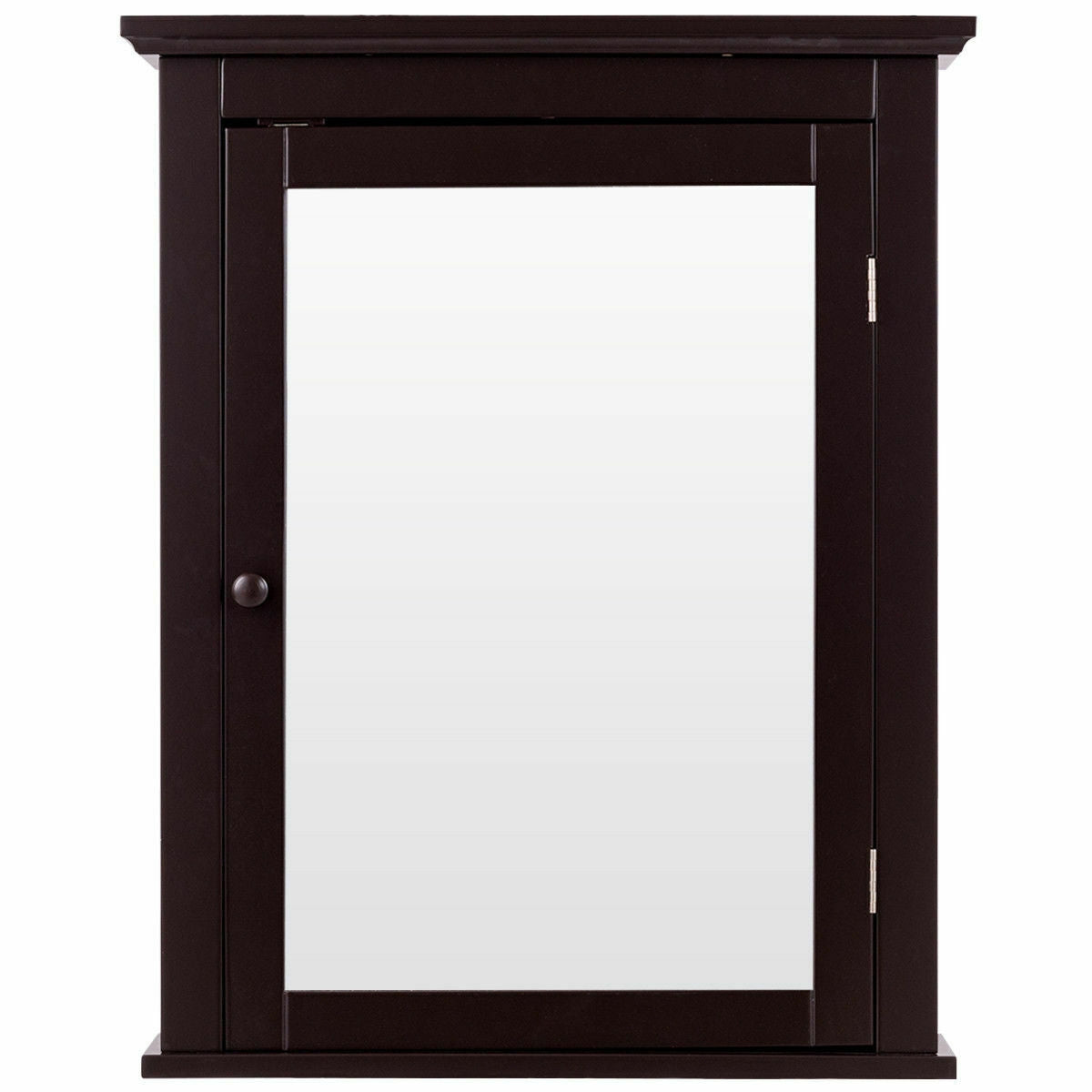 Wall Mount Bathroom Cabinet with Mirror Single Door Brown