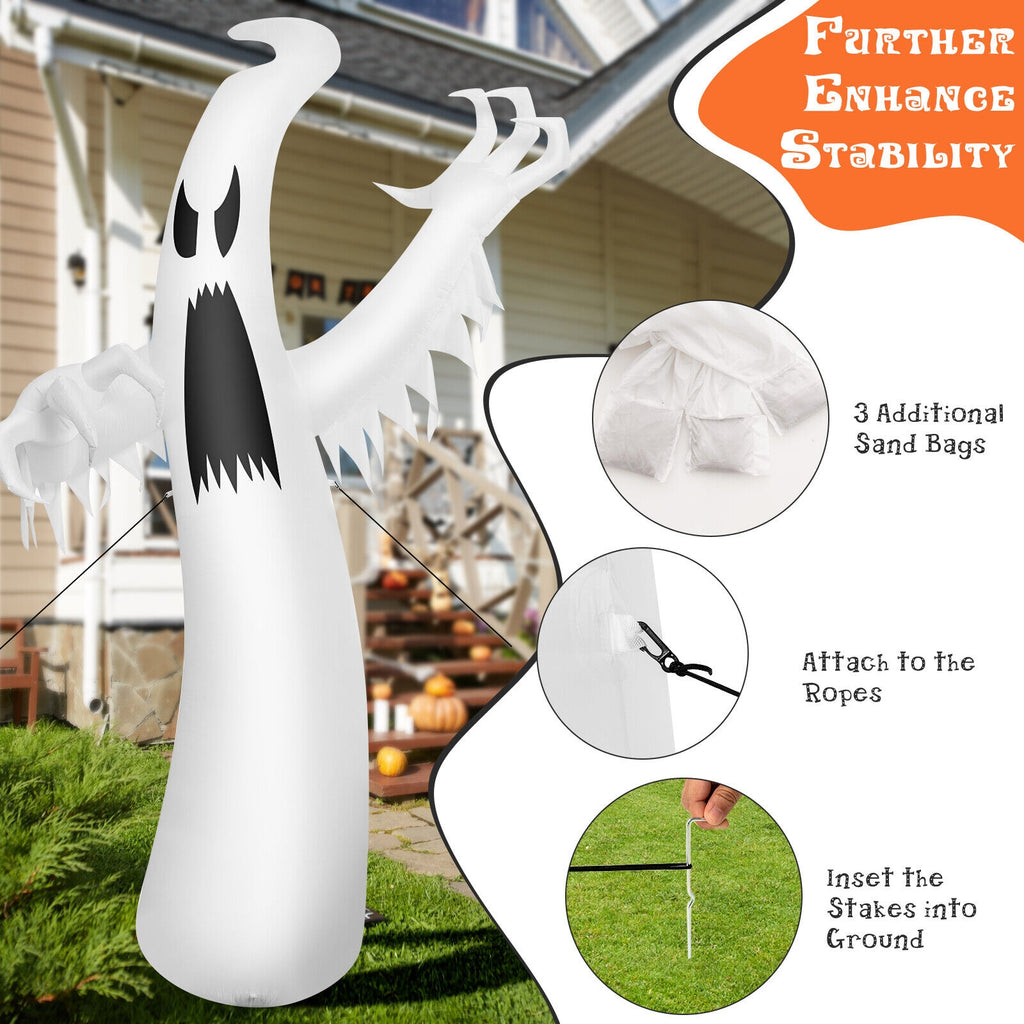 12 Feet Inflatable Ghost with LED Lights for Halloween Yard Decoration