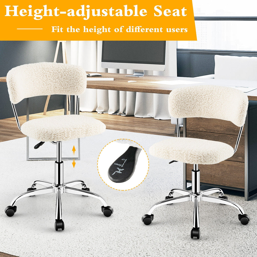 Computer Desk Chair Adjustable Sherpa Office Swivel Vanity