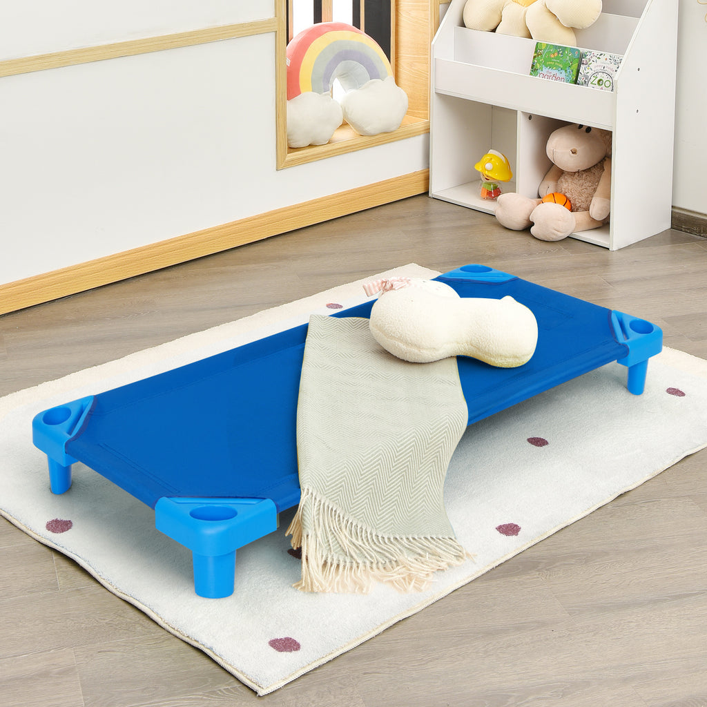 Kids Stackable Daycare Cot Set of 6 - 51 Inches, Blue, Detachable Oxford Cloth