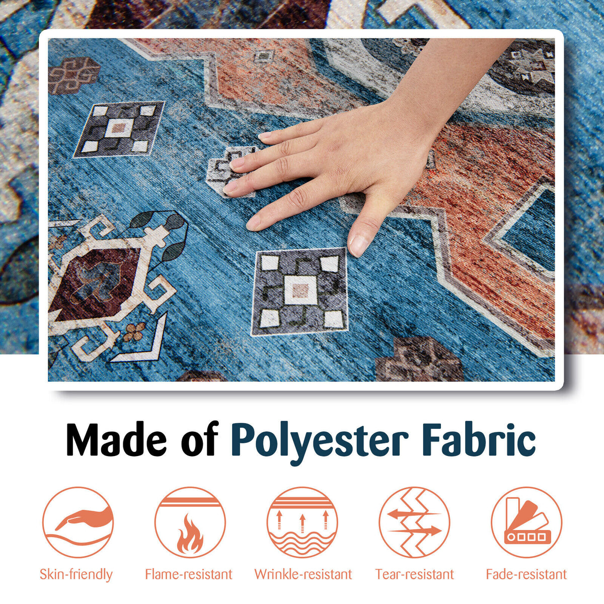 5 x 7 Inch Non-Shedding Indoor Area Rug - Vintage Distressed Pattern