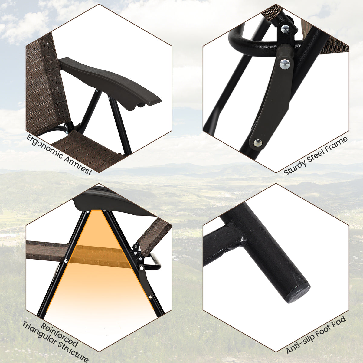 4-Piece Folding Dining Chairs with Adjustable Sling Back
