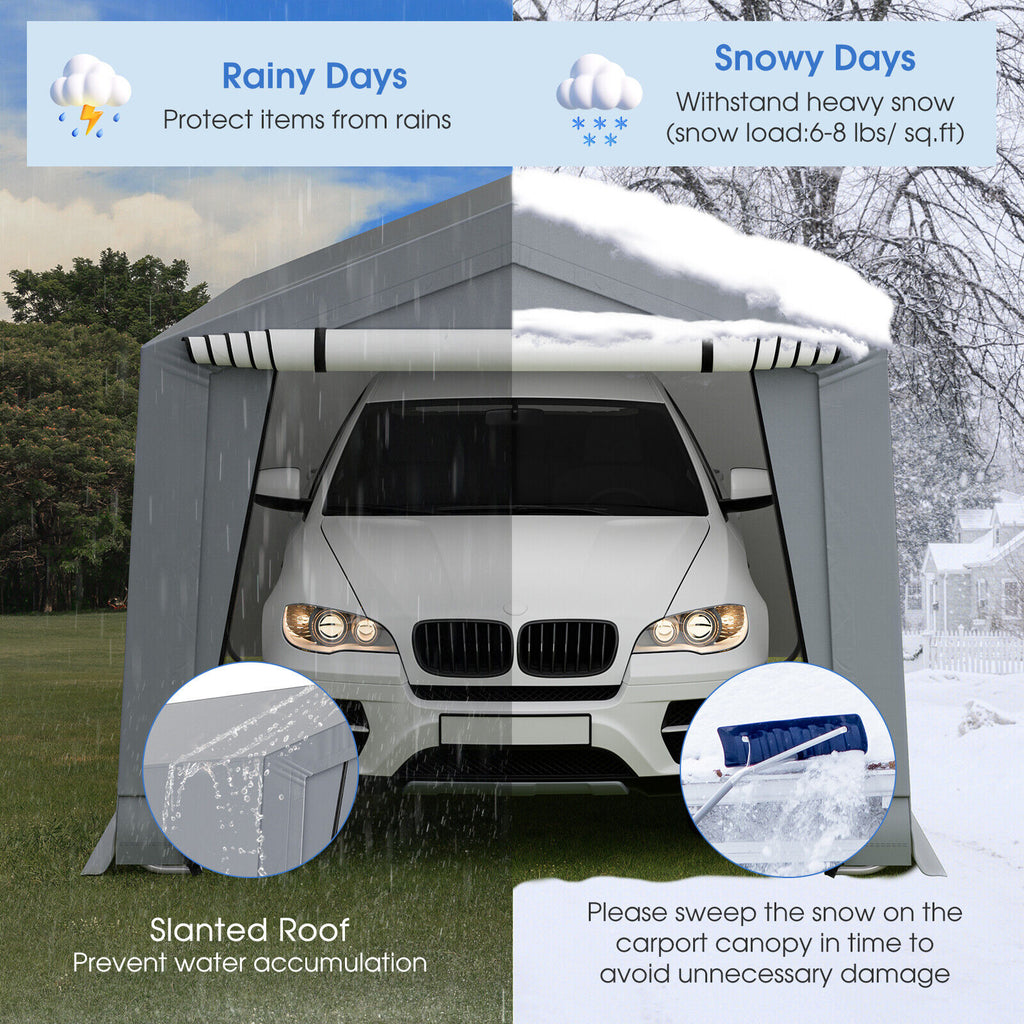 10 x 16/10 20 Feet Outdoor Heavy-Duty Carport with 2 Doors