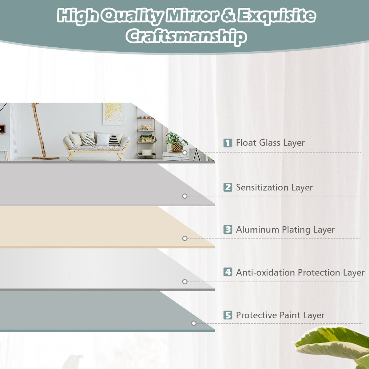 Wall Mounted Frameless Full Length Mirror 43 x 15 Inch Large Mirror for Bedroom Living Room Entryway