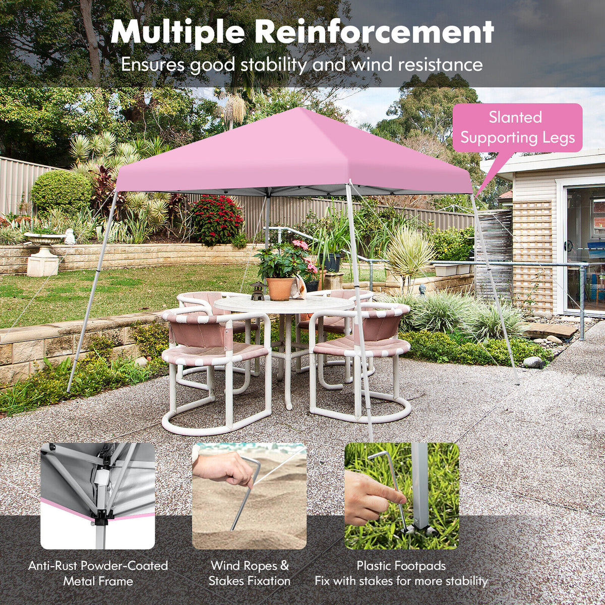 10 x 10 Feet Outdoor Pop-Up Canopy with Carrying Bag - Pink