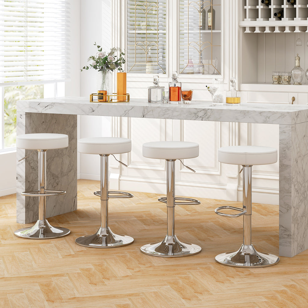 Adjustable Swivel Bar Stools Set of 2 - White