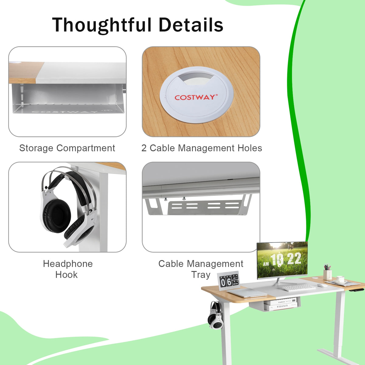 55 x 28 Inch Electric Standing Desk with USB Port