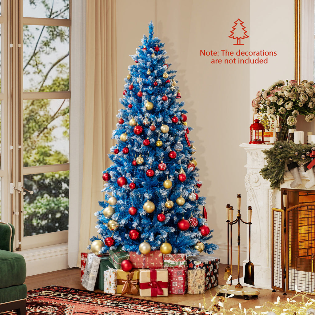 6 Ft Artificial Christmas Tree with 767 Snowy Branch Tips, Warm White LED Lights