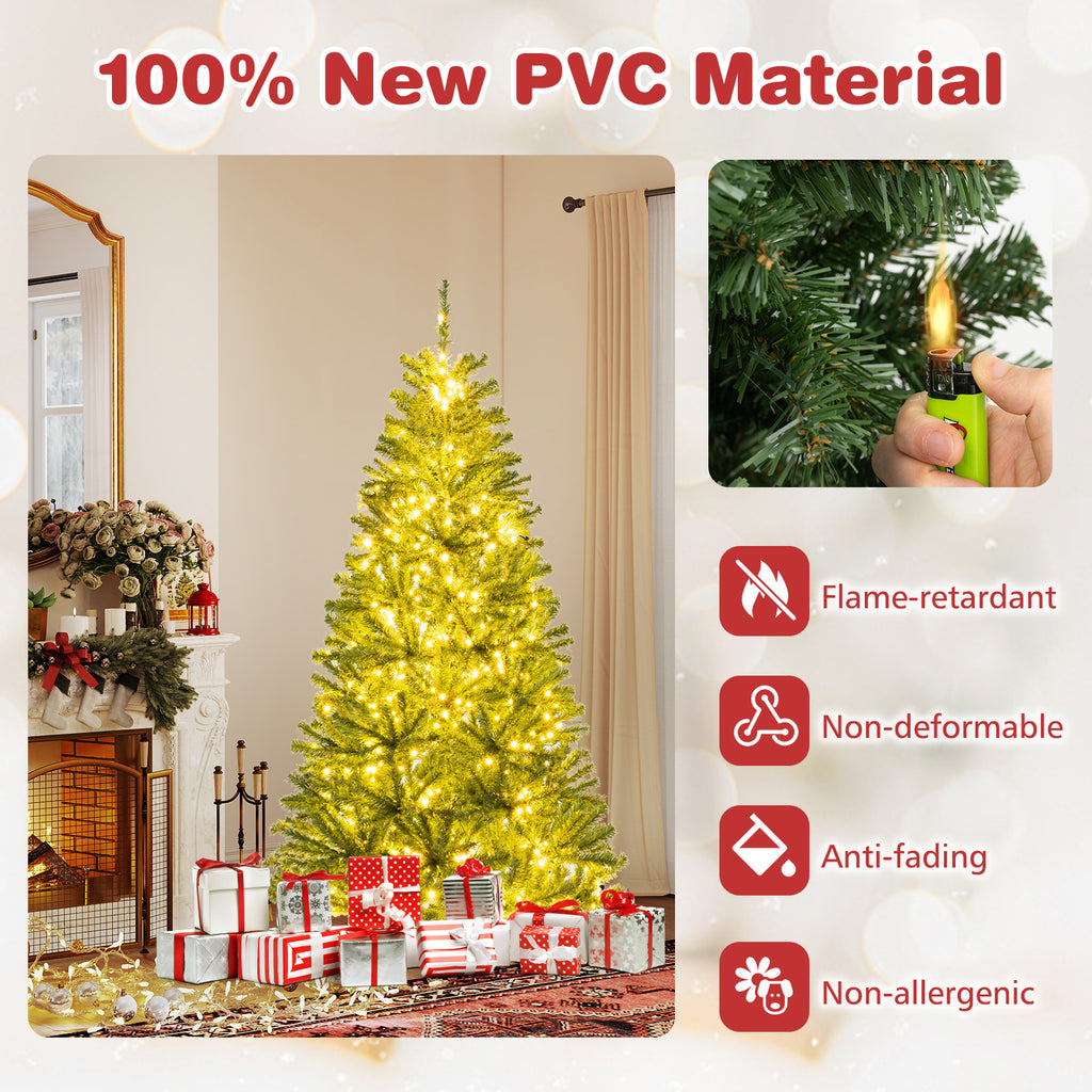 6 Ft Pre-Lit Artificial Christmas Tree with Remote LED Lights, Full Tips