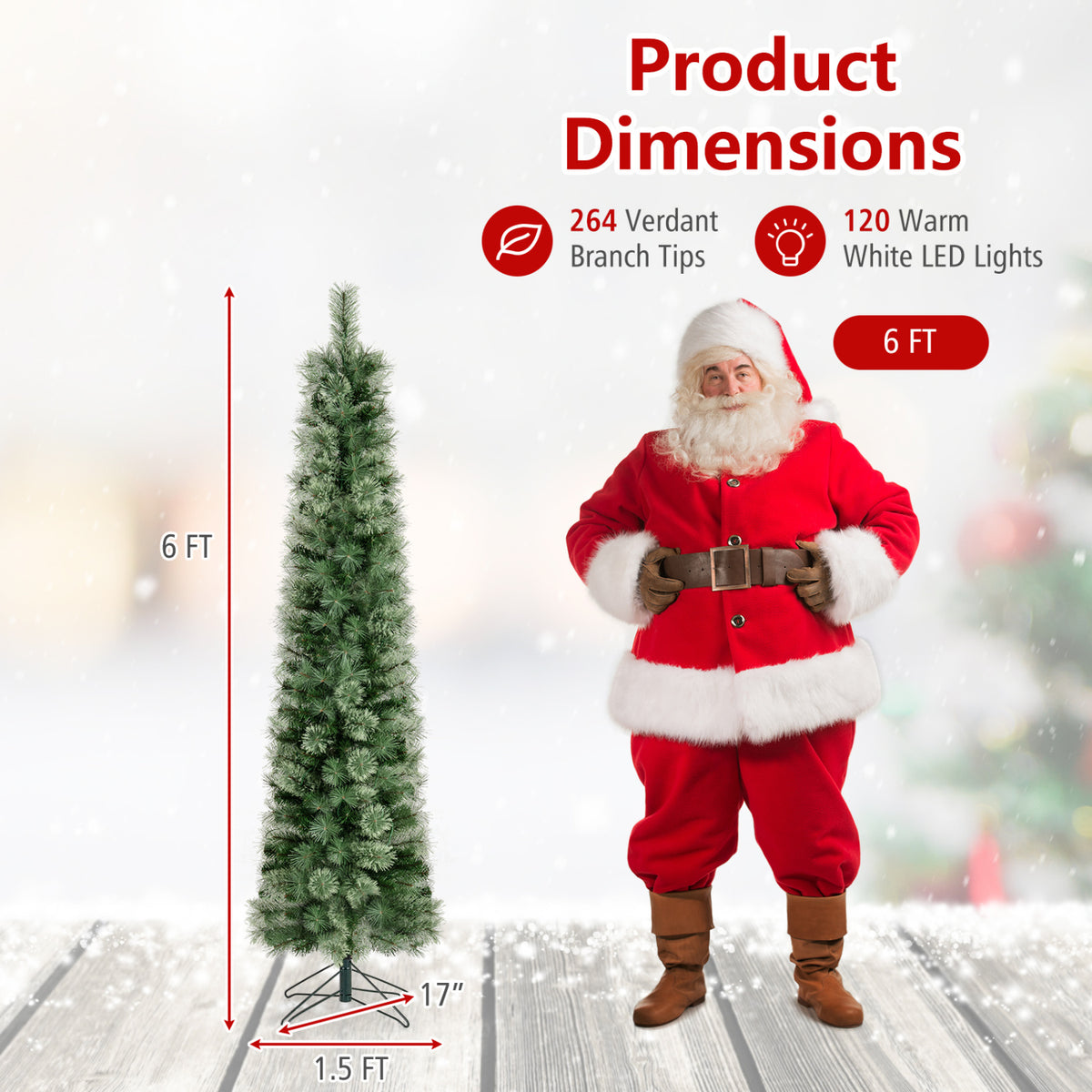 Costway 6/7/8 FT Pre-Lit Artificial Christmas Tree with 120/150/200 LED Warm White Lights - S Variation