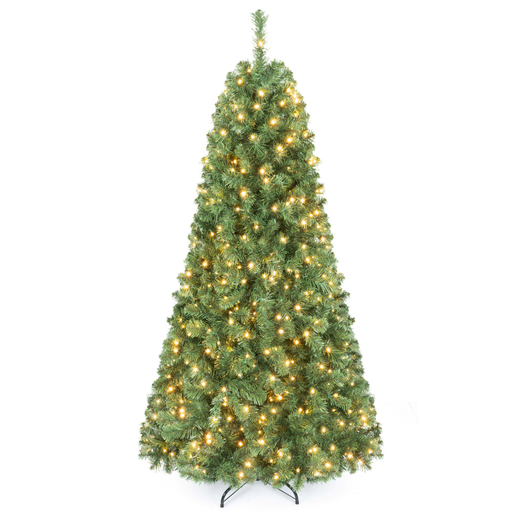 Costway 6 Ft Hinged Christmas Tree with PVC Branch Tips & Warm White LED Lights