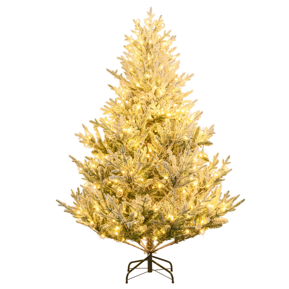 6 Ft Pre-Lit Artificial Christmas Tree with Snow Flocking & Hinged Branches