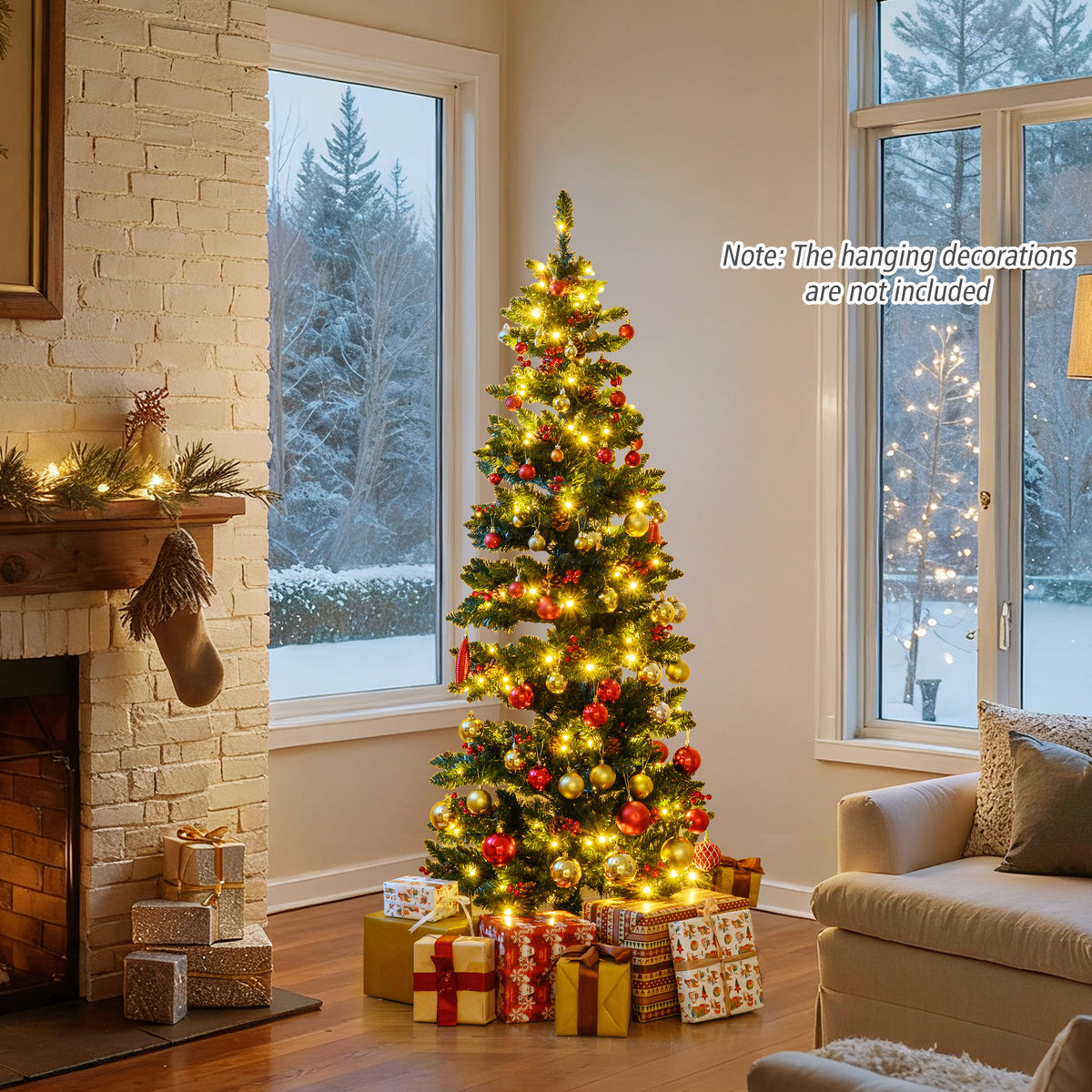 6 ft Pre-Lit Artificial Christmas Tree Spiral with 612 Tips & 8 Light Modes