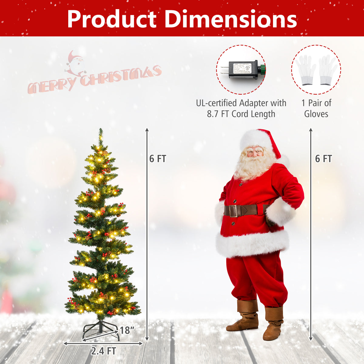 6 ft Pre-Lit Artificial Christmas Tree Spiral with 612 Tips & 8 Light Modes