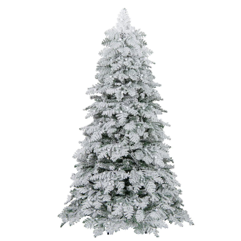 6/7 Feet Artificial Snow-Flocked Christmas Tree Pre-Lit with 130 Twinkle Balls - Hinged Xmas Tree