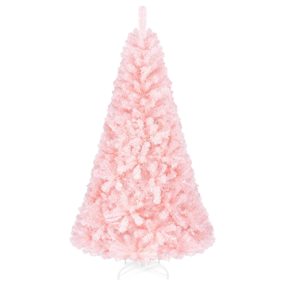 6 Ft Artificial Christmas Tree Hinged Fir Tree with Pink Tips - Full Full-bodied Design