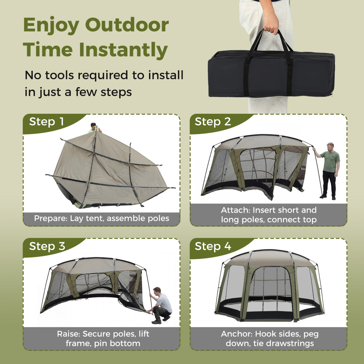 6-8 Person Netted Canopy Tent with Zippered Door