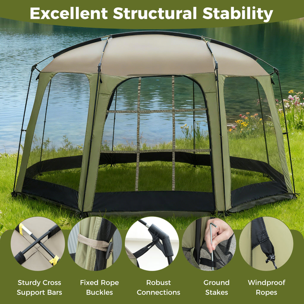 6-8 Person Netted Canopy Tent with Zippered Door