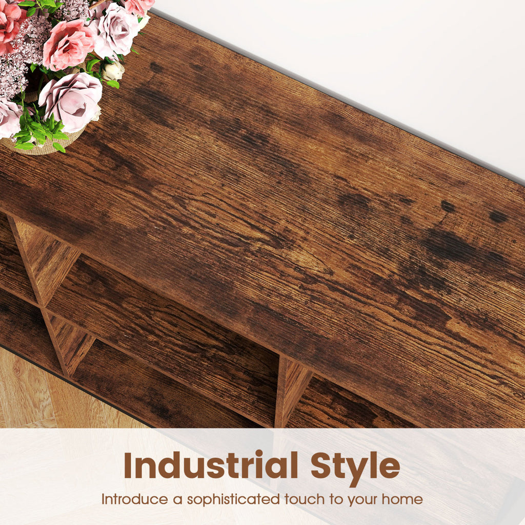 6-Cube Bookcase 42" Wide Rustic Brown Bookshelf