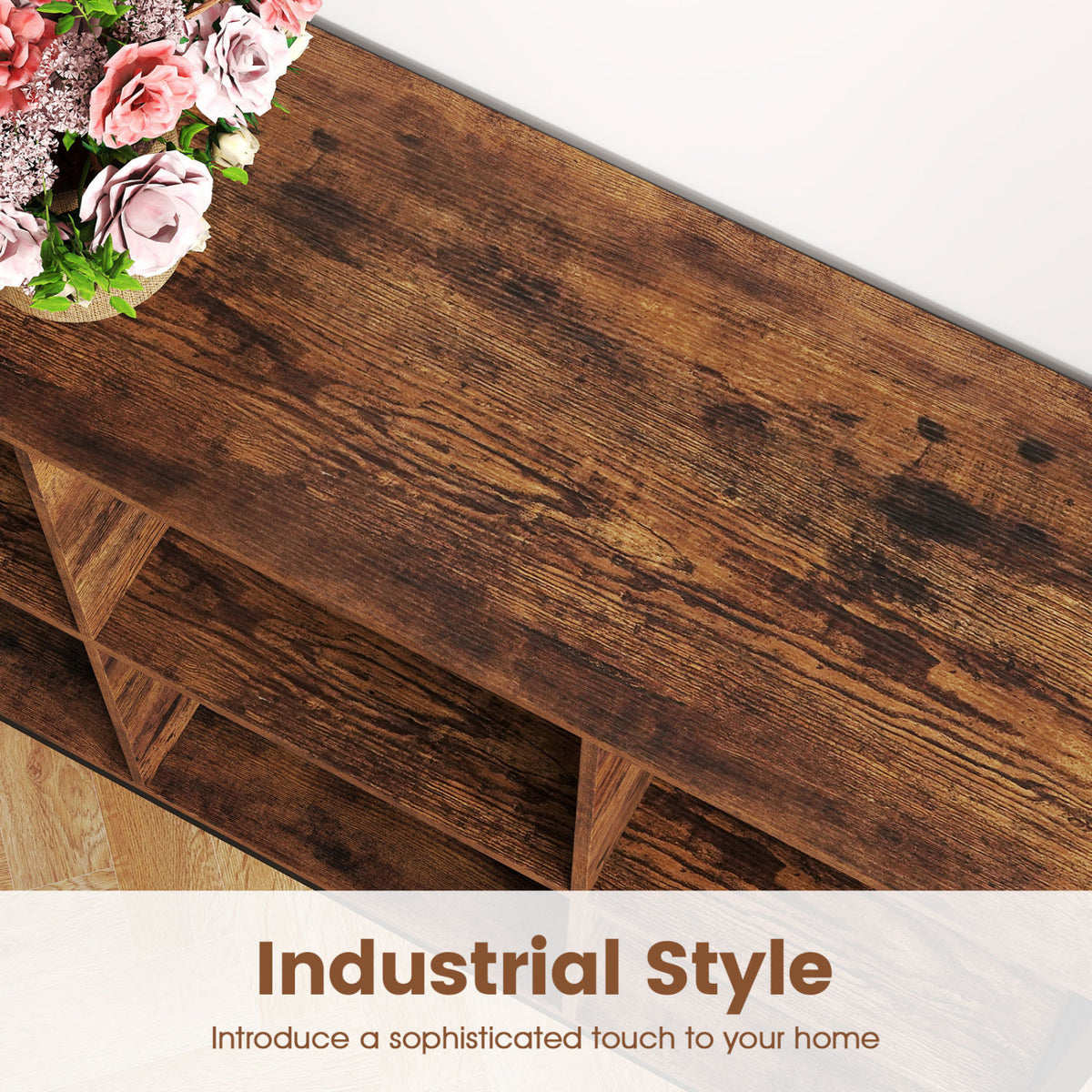 6-Cube Bookcase 42" Wide Rustic Brown Bookshelf