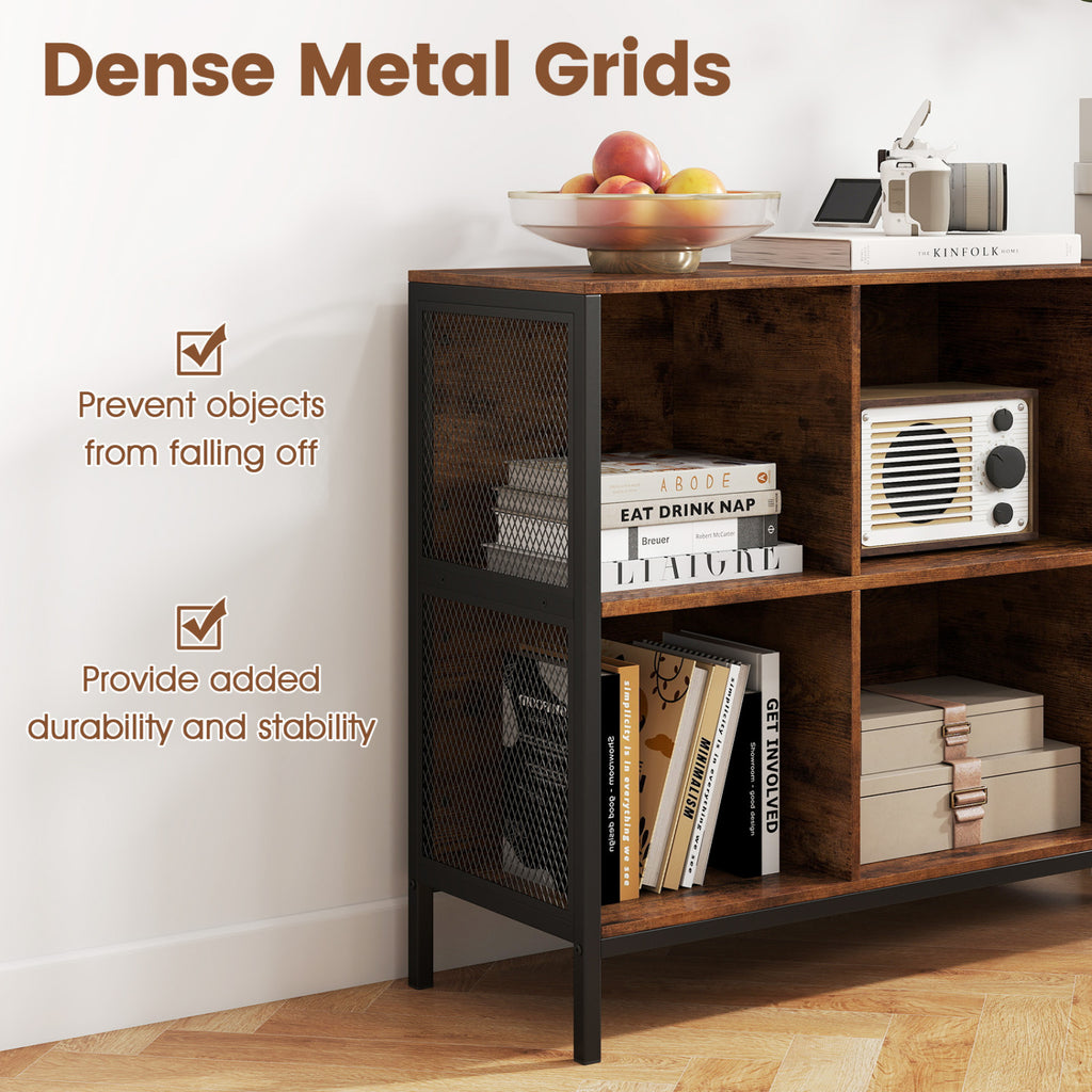 6-Cube Bookcase 42" Wide Rustic Brown Bookshelf