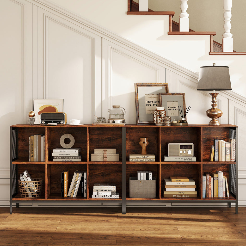 6-Cube Bookcase 42" Wide Rustic Brown Bookshelf