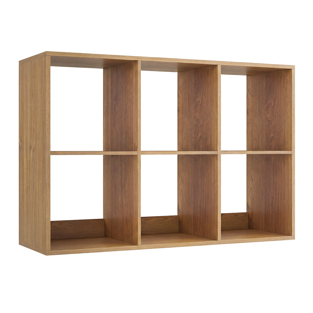 6 Cube Bookshelf with Back Guardrail - Natural