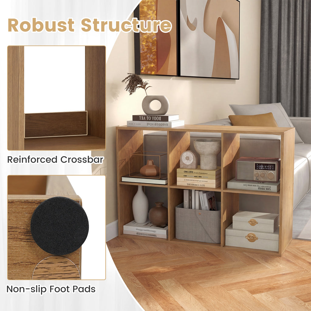 6 Cube Bookshelf with Back Guardrail - Natural