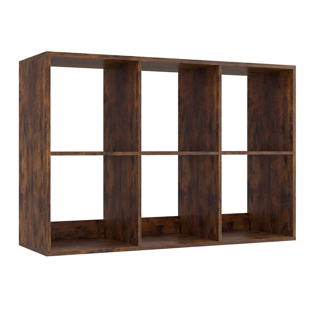 6 Cube Bookshelf Rustic Brown - Living Room Storage