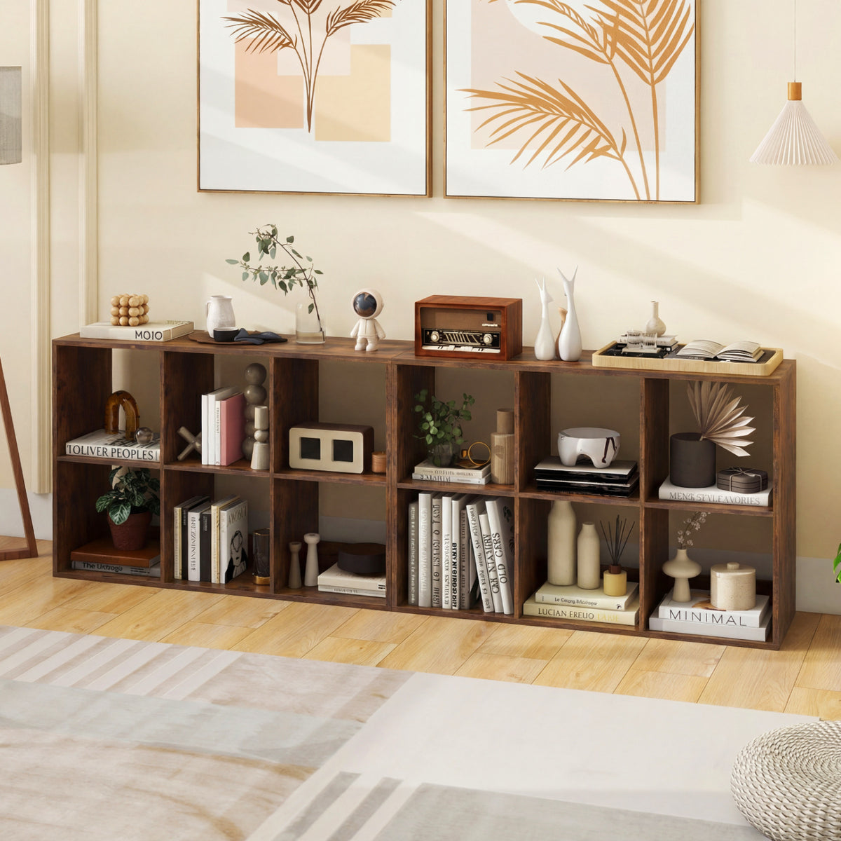6 Cube Bookshelf Rustic Brown - Living Room Storage