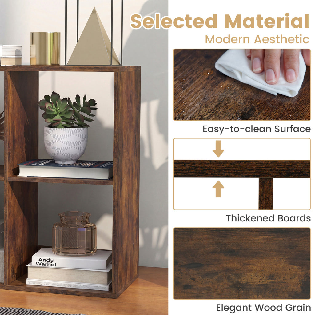 6 Cube Bookshelf Rustic Brown - Living Room Storage