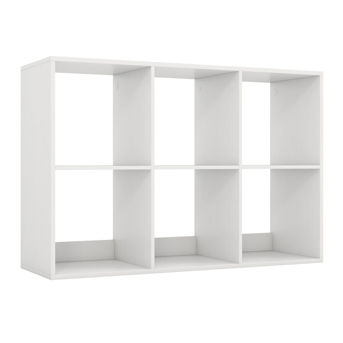 6 Cube Bookshelf with Guardrail - White