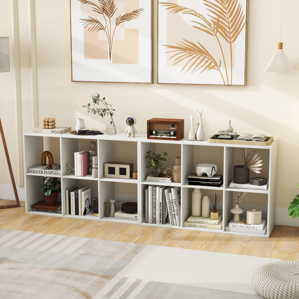 6 Cube Bookshelf with Guardrail - White