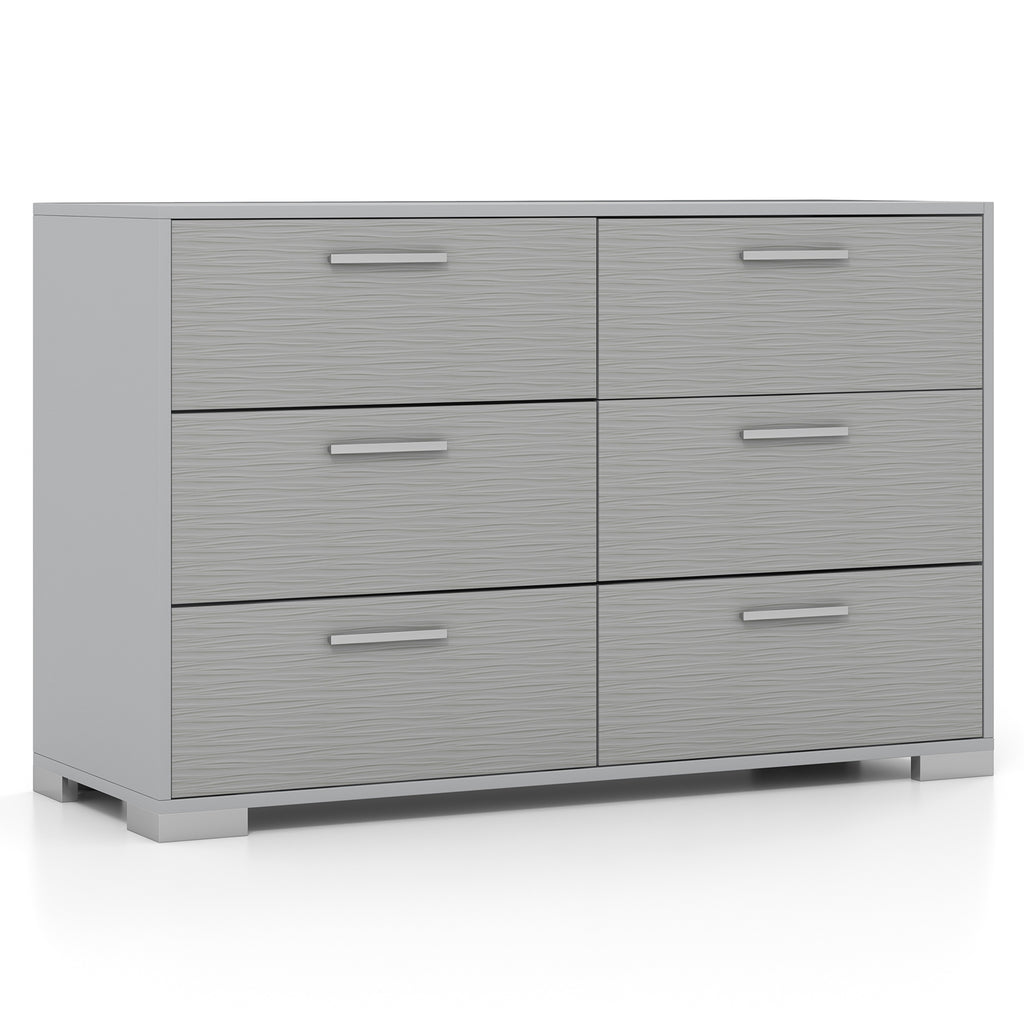 6 Drawer Storage Cabinet with Metal Legs - Gray